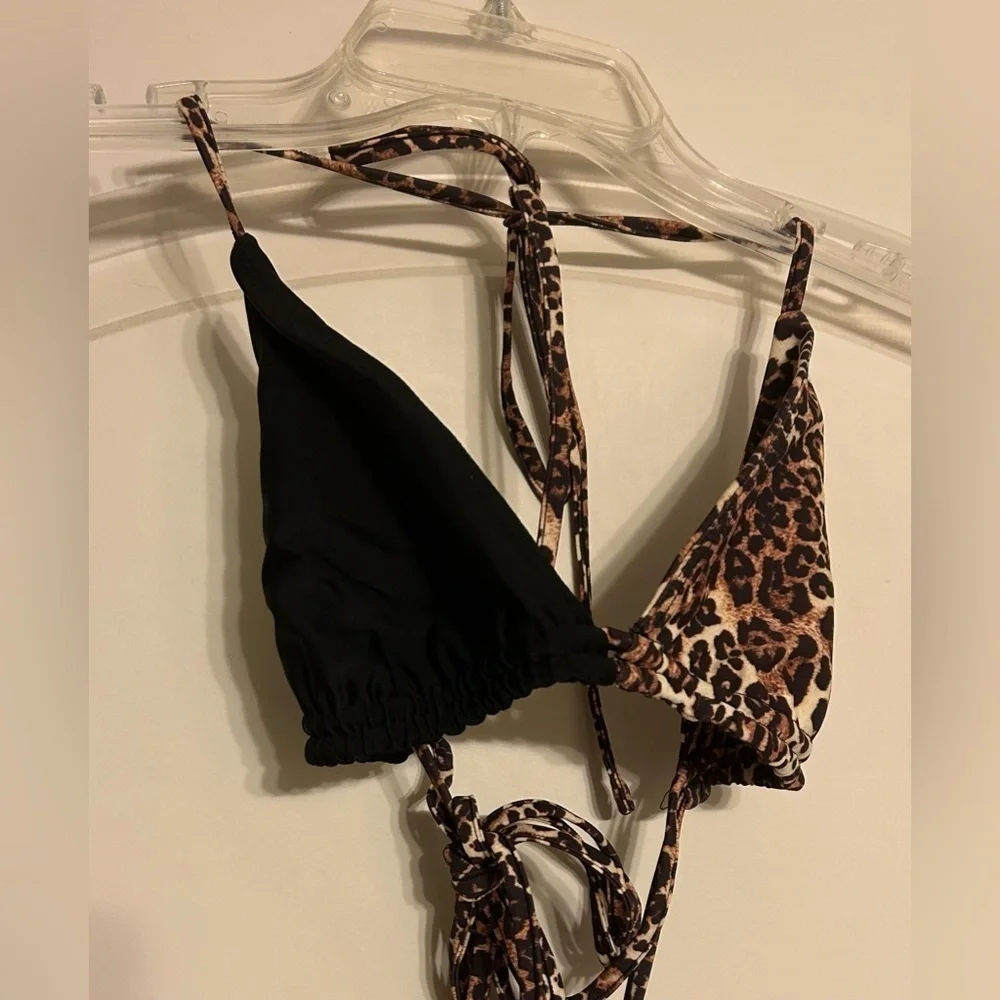 Black/animal print bikini size small/medium
